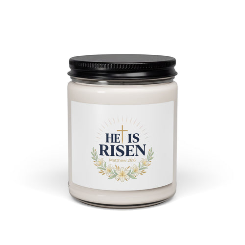 He Is Risen Soy Candle, Christian Easter | Resurrection Scripture Candle